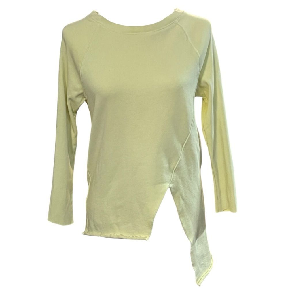 Frank & Eileen Tee Lab Asymmetrical Crew Neck Sweatshirt Butter Yellow Womens XS
